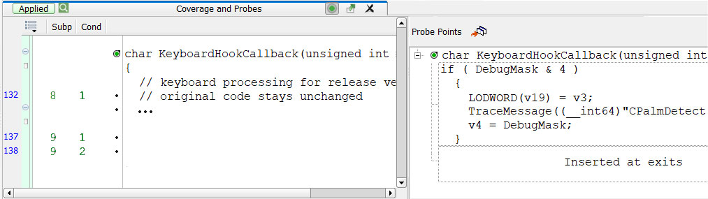 Insert Probe Point 'before' or 'after' statement of interest